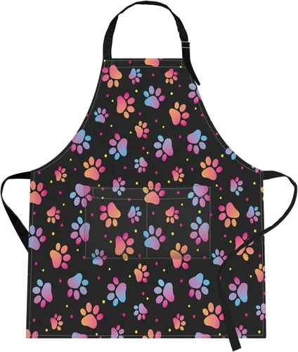 Vista 21 de Britimes Delantal de cocina para el hogar, cocina, horneado, jardinería, para mujeres y hombres, con bolsillos, beige, abstracto, textura
