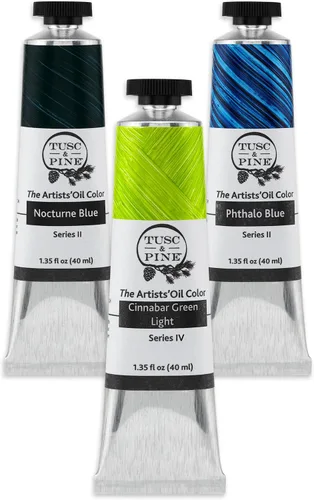 Vista 10 de Tusc & Pine Pintura al Óleo para Artistas - Juego de 40 ml de 3 - Colores Azules Surtidos - Sin Amarilleo, Consistencia Rica y Cremosa, Máxima Carga
