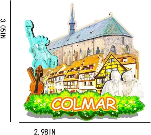 Vista 3 de Imán de Francia Colmar para nevera de madera 3D, monumentos de viaje, coleccionables, recuerdos, decoración hecha a mano -188