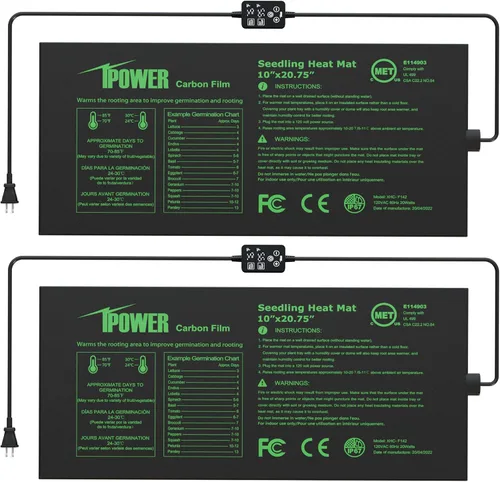 Vista 17 de iPower Alfombrilla térmica de siembra de 10 x 20.75 pulgadas, película de carbono mejorada, cálida, impermeable, para interiores, germinación