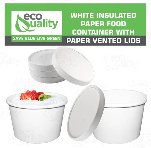 Vista 7 de EcoQuality Recipientes desechables de papel blanco para sopa con tapas, tazas de papel para helado, cuencos desechables para postres fríos, tazas