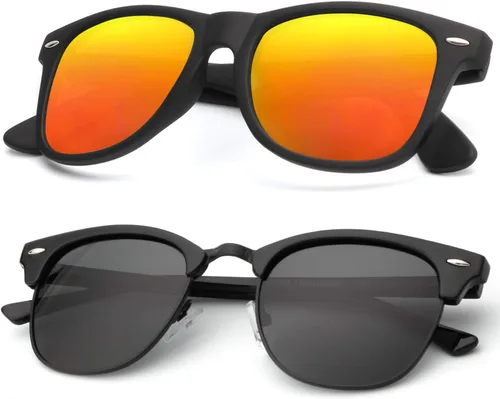 Vista 36 de KALIYADI Gafas de sol polarizadas para hombres y mujeres, marco semi sin montura, para conducir con bloqueo UV A01-(1 Pack) Tortuga Mate G15