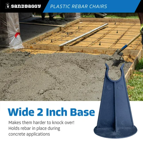 Vista 4 de Sandbaggy Silla de plástico con barras de refuerzo, se adapta a barras de refuerzo #3 a #5, construcción resistente, elección preferida