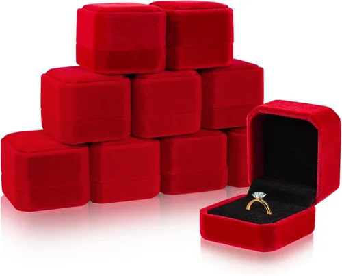 Vista 11 de Lamoutor Caja de anillo de terciopelo 2pcs Caja de pendientes Caja de regalo de joyería (negro)