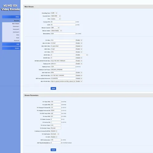Vista 9 de ISEEVY Codificador video H.265 H.264 SDI con protocolos HTTP UDP de RTMP RTMPS SRT RTSP UDP de la ayuda del bucle