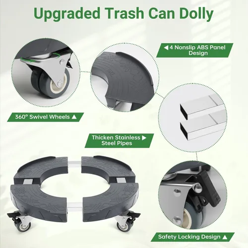 Vista 5 de Nefish Rodillos para plantas con ruedas, soporte ajustable para plantas de 15 a 19 pulgadas con ruedas resistentes, carros de tambor de alta