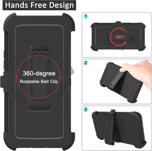 Vista 4 de Funda compatible con Samsung Galaxy A53 5G, con clip para cinturón, resistente, a prueba de golpes, protección de cuerpo completo, con función atril