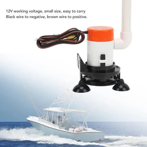 Vista 4 de Aramox Bomba aireadora Livewell Baitwell de 350 GPH de 12 V, sumergible, portátil, parte inferior, ventosa, kit de sistema de bomba de aireación