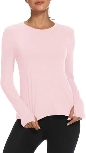 Vista 2 de Mippo Long Sleeve Workout Shirts for Women Yoga Tops Open Back Running Shirts Athletic Clothes
