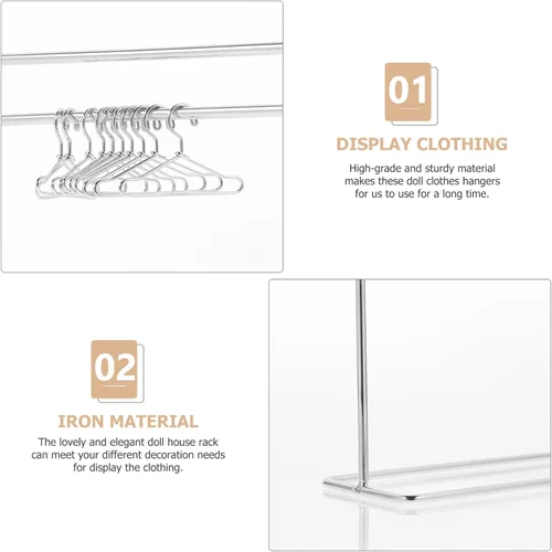 Vista 7 de NUOBESTY Perchero de ropa para muñecas, perchero de ropa en miniatura, perchero para ropa, decoración de casa de muñecas, accesorios para muebles