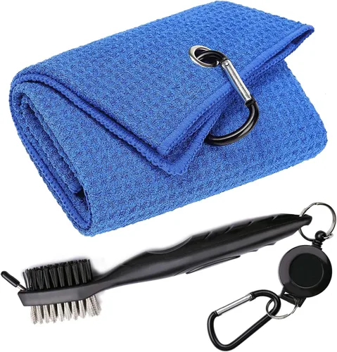 Vista 16 de Toallas de Golf, Toalla de Golf de Microfibra con Patrón Waffle Tri-fold - Kit de Herramientas de Cepillo con Limpiador de Ranuras del Club, con 2