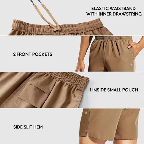 Vista 4 de Haimont Pantalones cortos deportivos para hombre de 5 pulgadas para gimnasio, deportes, entrenamiento activo con bolsillos, secado rápido