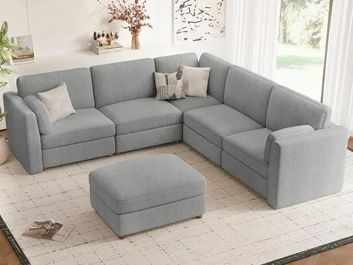 Vista 37 de CUGOAO Sofá biplaza extragrande de 83.5 pulgadas, sofás para sala de estar, sofá nube de felpilla de asiento profundo, sofá modular seccional, funda