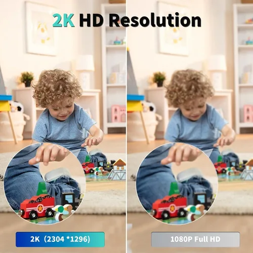 Vista 3 de Cámara de seguridad, cámara de seguridad interior HD 2K, cámara panorámica/inclinable de 360 grados para mascotas, WiFi 2.4G y 5G, detección