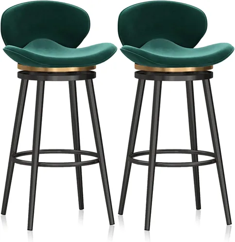 Vista 26 de Taburete de bar moderno con Patas de Metal Negro, giratorio de 360 grados, cómodo y tapizado, ideal para el hogar, bar, cocina, isla, comedor o Pub