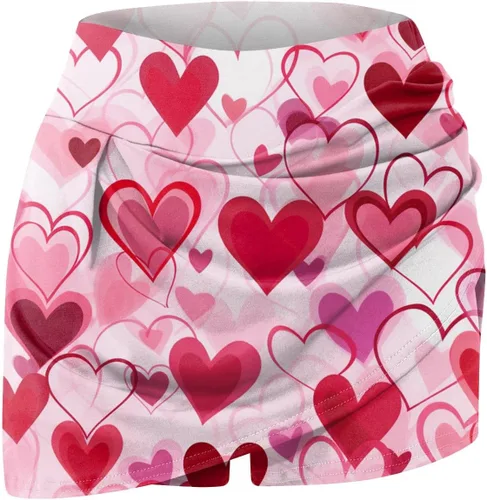 Vista 3 de dgysar Falda de golf para mujer, cintura alta, ligera, con estampado de San Valentín, faldas deportivas, pantalones cortos de yoga, falda pantalón