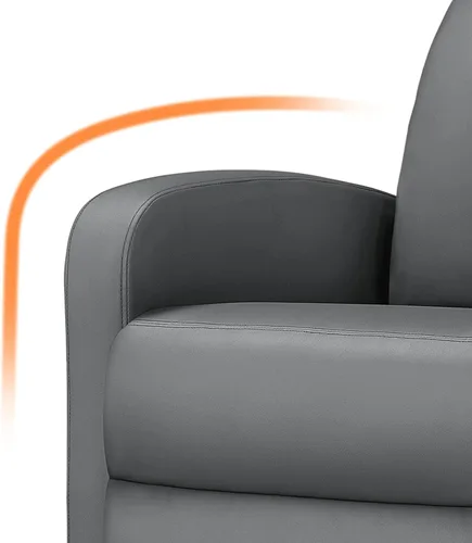Vista 9 de Yaheetech Asiento de cine en casa, silla reclinable de piel sintética, moderna para sala de estar, sofá reclinable con bolsillo, color gris primavera