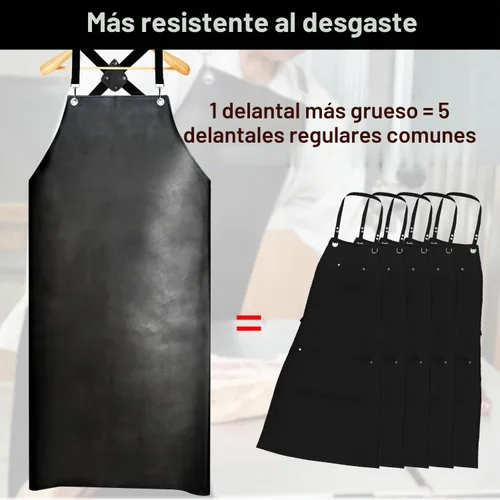 Vista 3 de SHEOMERN Delantal de goma impermeable, 43 pulgadas, antidesgarros, de vinilo resistente, ajustable, más grueso, con espalda cruzada