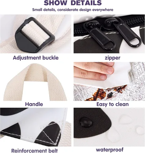 Vista 5 de Juego de mochila escolar con estampado de vaca para adolescentes, niñas, niños, bolsas con lonchera y estuche para lápices