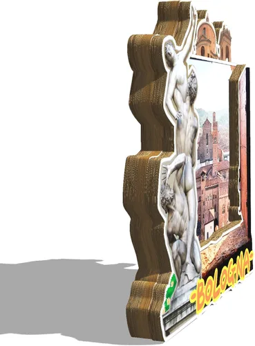 Vista 2 de Italia Bolonia imán para nevera con imán de madera 3D monumentos de viaje, decoración coleccionable hecha a mano