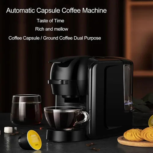 Vista 4 de Cafetera de cápsulas de espresso, máquinas de capuchino para el hogar, pequeña máquina de café expreso, máquina de café automática, máquina de café
