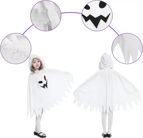 Vista 4 de Jimall - Disfraces de Halloween para niñas y fantasmas, Blanco