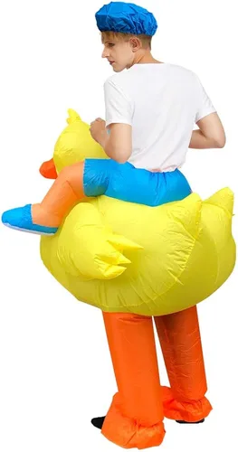 Vista 6 de JASHKE Disfraz inflable de pato amarillo para adultos