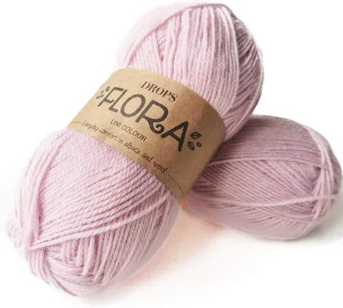 Vista 8 de 65% lana 35% hilo de alpaca, Drops Flora, 1 o superfino, peso de dedos, 4 capas, 1.8 onzas, 230 yardas por bola (01 blanco apagado)