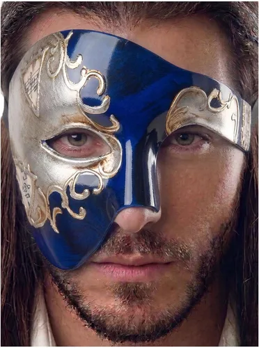 Vista 9 de Máscara de mascarada para hombre, máscara del fantasma de la ópera, máscara de baile de graduación, Mardi Gras, Haloween veneciano, media cara