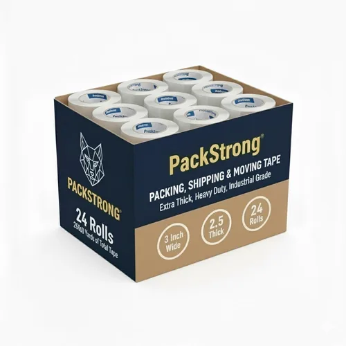 Vista 10 de Packstrong - Cinta de embalaje transparente de grado industrial 12 rollos - 110 yardas por rollo - 2" de ancho x 2 mil de grosor, cinta adhesiva
