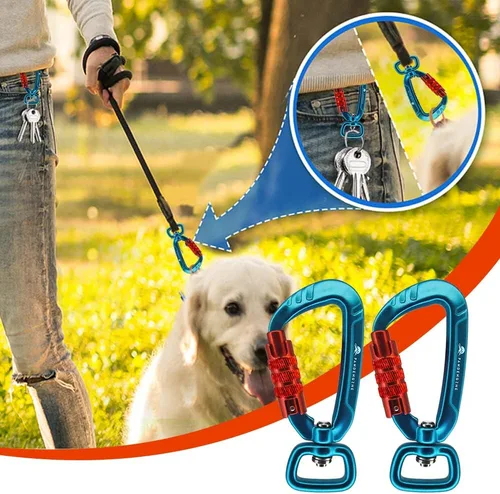 Vista 5 de Mosquetón con bloqueo automático de 2.5 pulgadas, 4.5KN 1011 libras con cierre giratorio para correa de perro, llavero, mochila