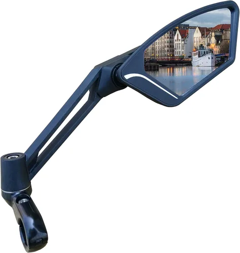 Vista 7 de Nueva lente de cristal resistente a los arañazos, espejo de bicicleta para manillar, espejo retrovisor seguro ajustable, espejo de bicicleta, ME-003