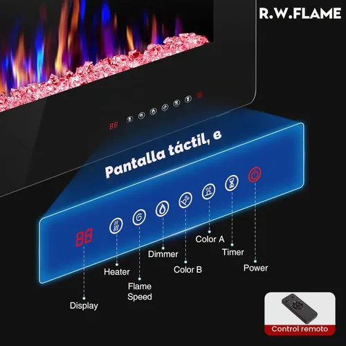 Vista 2 de R.W.FLAME - Chimenea empotrable ultrafina para pared (30 y 60 pulgadas)