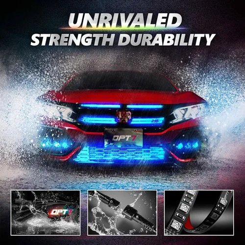 Vista 8 de OPT7 Aura PRO - Kit de iluminación LED Bluetooth de 4 piezas para rejilla Tiras multicolor de 12 pulgadas con SoundSync - Valencia de parrilla