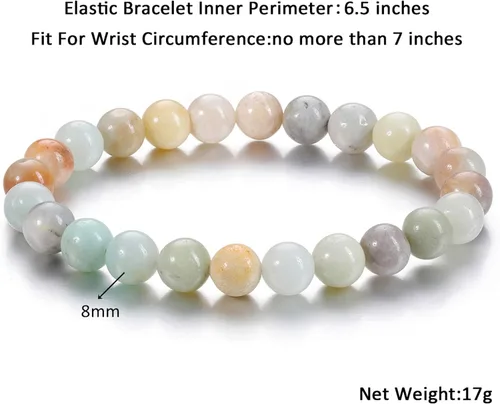 Vista 3 de Jovivi Pulsera elástica de cuentas redondas semipreciosas naturales – 0.315 pulgadas hecha a mano con cuentas de piedras preciosas curativas