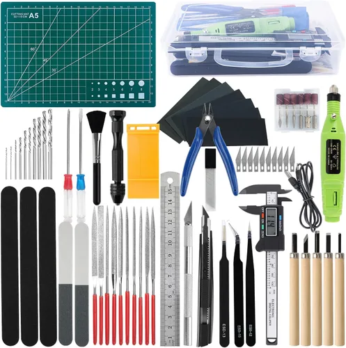 Vista 10 de Kit de herramientas Gundam de 200 piezas, kit de herramientas de modelo profesional para Gundam, herramientas de modelado para modelos de plástico