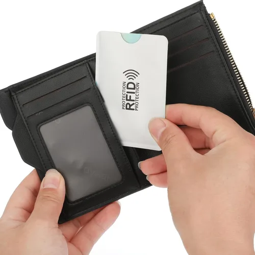 Vista 5 de TIESOME Juego de 10 fundas para tarjetas RFID, fundas de bloqueo RFID, impermeables, para tarjetas de crédito, protector de tarjetas de identidad