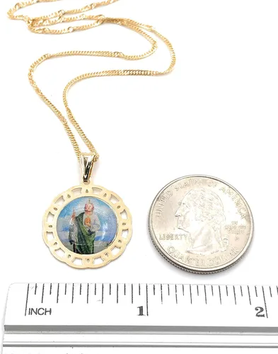 Vista 5 de SIFRIMANIA Medalla Religiosa Católica Chapada en Oro con Cadena Espiral para Niños y Mujeres