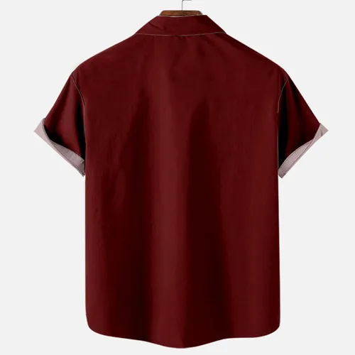 Vista 5 de Camisetas para hombre 2023 Casual Elegante Cuba Guayabera Camisa de Verano Manga Corta Color Block Camisas de Vestir