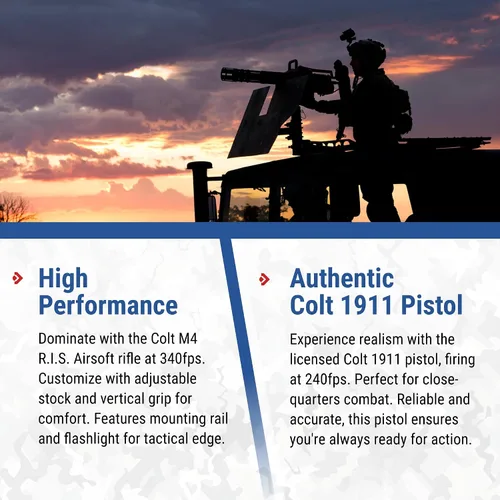 Vista 3 de Soft Air Colt RIS Spring Airsoft Rifle and Pistol On-Duty Kit de servicio, color marrón