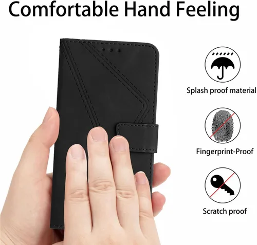 Vista 5 de Funda compatible con Redmi A1 4G, compatible con Redmi A2 4G Kickstand Flip Card Slot Magnético Cierre Magnético Funda Negro