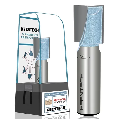 Vista 12 de KEENTECH Brocas de enrutador, 1/2" Shank, Fresa de limpieza inferior del enrutador, Broca de superficie con punta de carburo, Broca de spoilboard