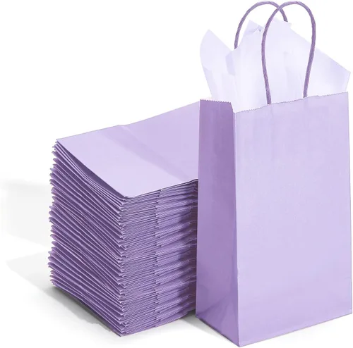Vista 10 de DjinnGlory Paquete de 100 bolsas de regalo pequeñas de papel azul marino náutico con asas, juego a granel para graduaciones, pequeñas empresas