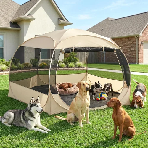 Vista 12 de 2 en 1 Pop Up Cat Dog Playpen con área de caja de arena no desmontable Azul polvoriento