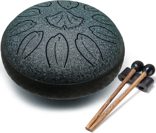 Vista 10 de Lronbird Percusión de tambor de lengua de acero, instrumentos musicales de 6 pulgadas, 8 notas, regalos musicales para familiares y amigos (azul)