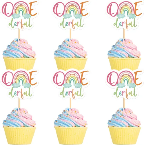 Vista 9 de Ercadio Paquete de 24 adornos para cupcakes y selecciones para baby shower y fiestas infantiles, decoraciones negras con purpurina