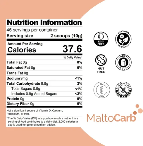 Vista 2 de MaltoCarb Maltodextrina en polvo, 16.01 oz Polvo de carbohidratos, energía sostenida, absorción rápida, sin gluten, a base de plantas