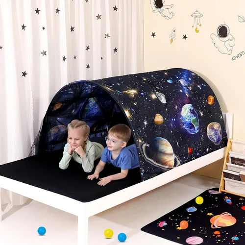 Vista 3 de Tienda de campaña para niños Lucky castle Bed Tent plegable casa de juegos para niños, tiendas de campaña para niñas y niños, toldo para dormir