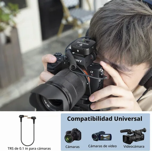 Vista 5 de Saramonic Blink900 B1 Sistema de micrófono inalámbrico Lavalier y alcance inalámbrico de 656 pies y pantalla OLED para cámara réflex digital Canon