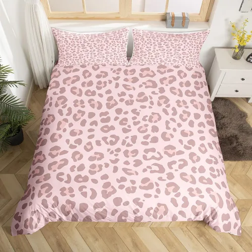Vista 11 de Feelyou Juego de ropa de cama con estampado de leopardo para niñas, niños y mujeres, funda de edredón de piel de leopardo arcoíris neón, funda